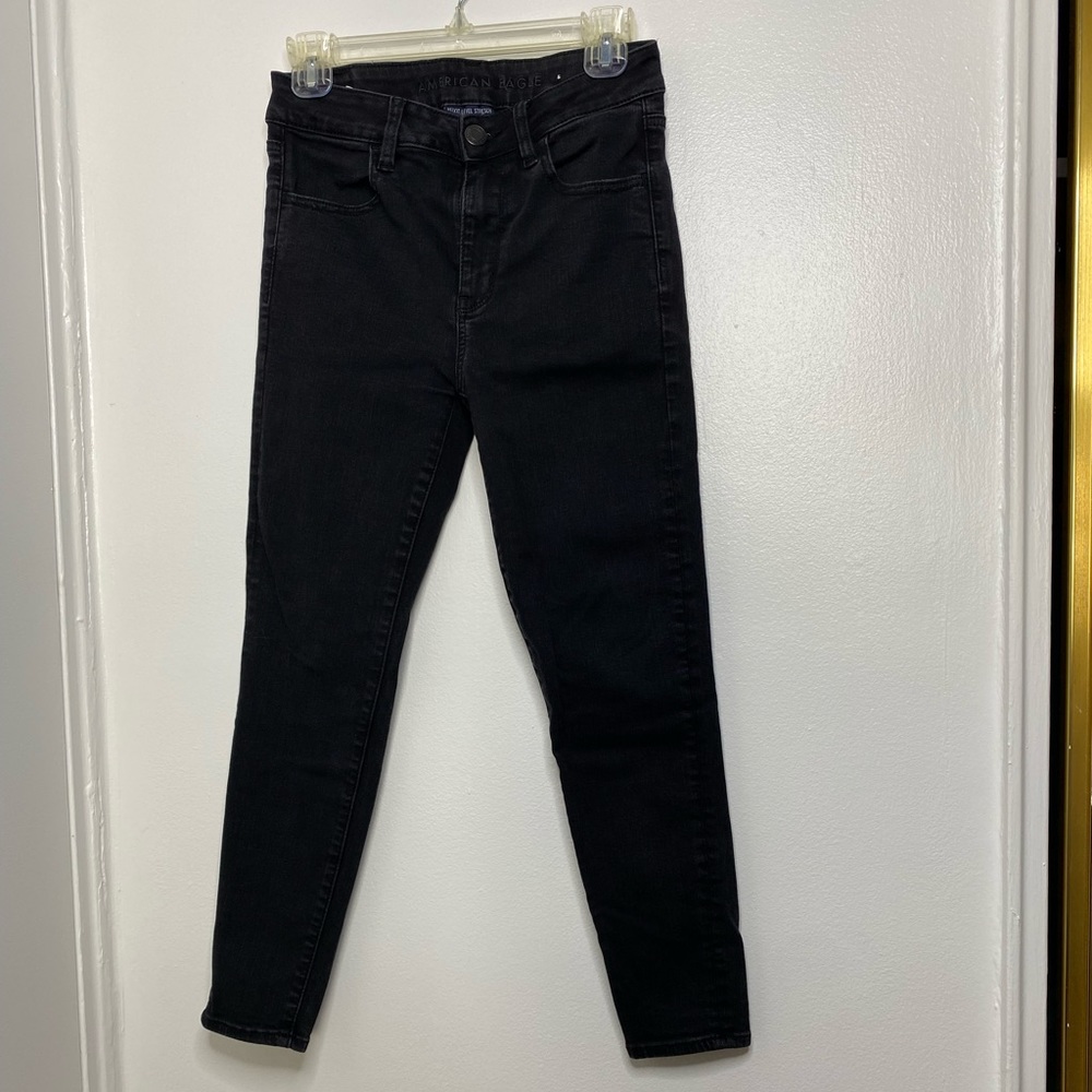 American Eagle Black High Waisted Jegging Size 6 extra short